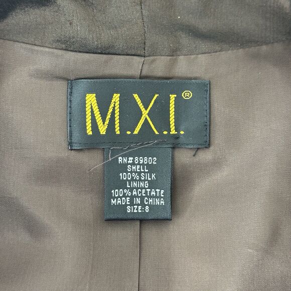 Vtg 100% Silk Jacket Womens 8 Brown Iridescent Open Front Blazer Career Capsule - Picture 14 of 15